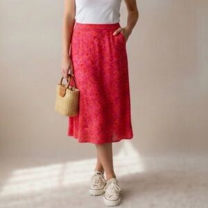 90s Elastic Waistband Paisley Slip Skirt
